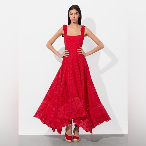Alice + Olivia Rosalee Eyelet Maxi Dress 4 - Picture 1 of 12